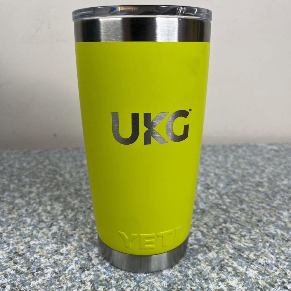 YETI Tumbler Rambler 20oz Chartreuse Yellow Stainless Steel UKG MagSlider Lid